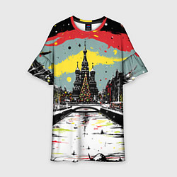 Платье клеш для девочки Праздничная новогодняя Москва, цвет: 3D-принт