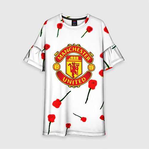 Детское платье Манчестер Юнайтед розы паттерн / 3D-принт – фото 1