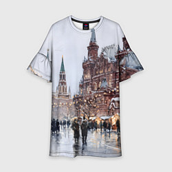 Платье клеш для девочки Московский новогодний день, цвет: 3D-принт