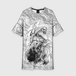 Детское платье Древний воин с топором и медведь