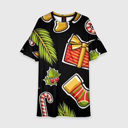 Платье клеш для девочки Рождественский вайб, цвет: 3D-принт