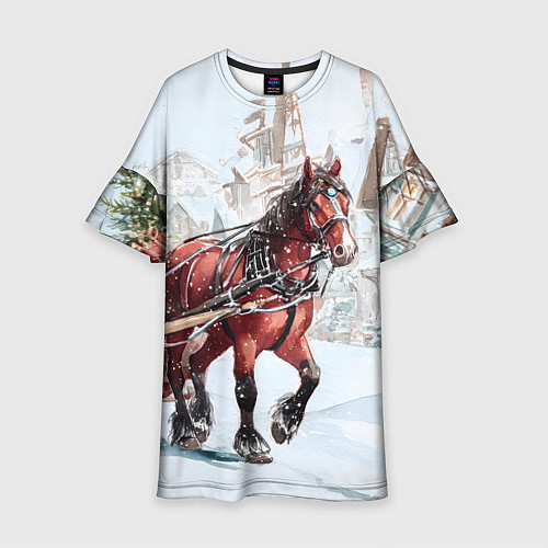 Детское платье Лошадка с упряжкой подарков / 3D-принт – фото 1