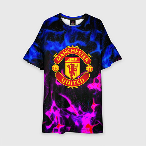 Детское платье Манчестер Юнайтед огонь неон / 3D-принт – фото 1