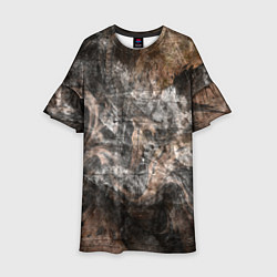 Платье клеш для девочки Абстракция - brown darkness, цвет: 3D-принт