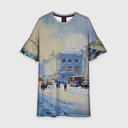 Платье клеш для девочки Зимний праздничный Питер, цвет: 3D-принт