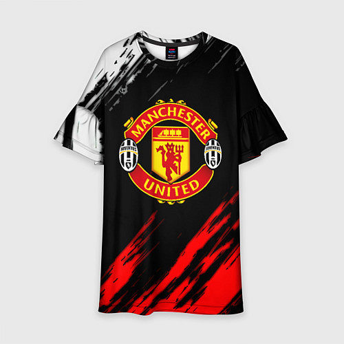 Детское платье Манчестер Юнайтед x Ювентус краски / 3D-принт – фото 1