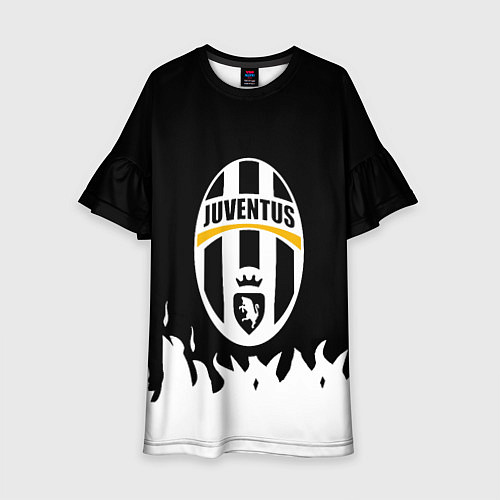 Детское платье Ювентус белый огонь текстура / 3D-принт – фото 1