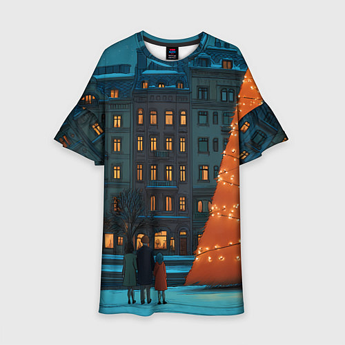 Детское платье Городская светящаяся елка / 3D-принт – фото 1