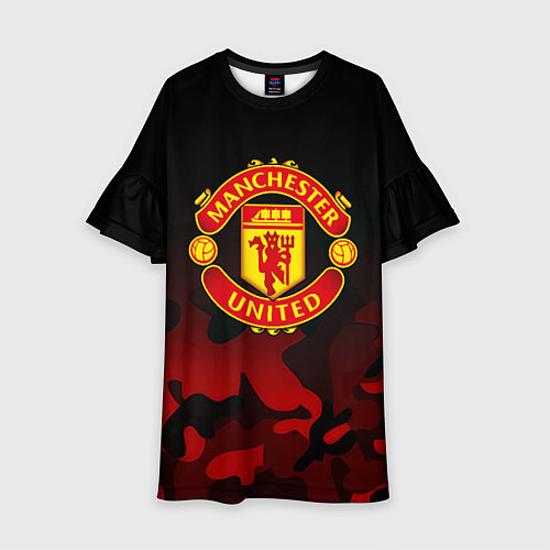 Детское платье Манчестер Юнайтед камуфляж текстура / 3D-принт – фото 1