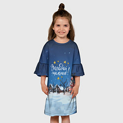 Платье клеш для девочки Загадай желания перед Новым годом, цвет: 3D-принт — фото 2