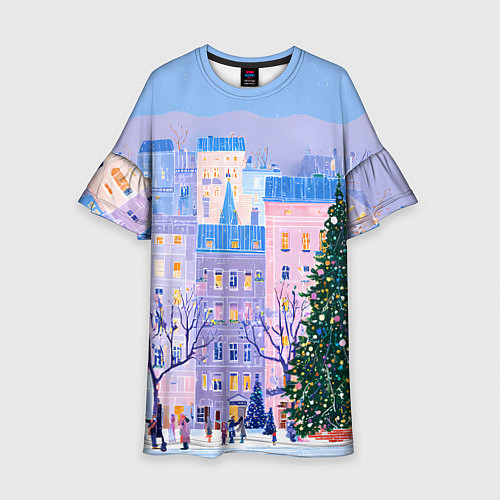 Детское платье Новогодний двор / 3D-принт – фото 1