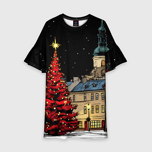 Детское платье Красная новогодняя елка / 3D-принт – фото 1