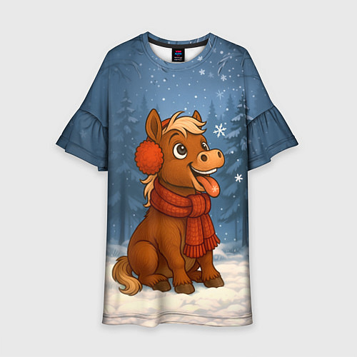 Детское платье Лошадка ловит снежинку / 3D-принт – фото 1