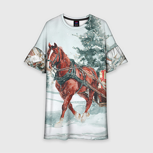 Детское платье Новогодняя лошадка 2026 / 3D-принт – фото 1