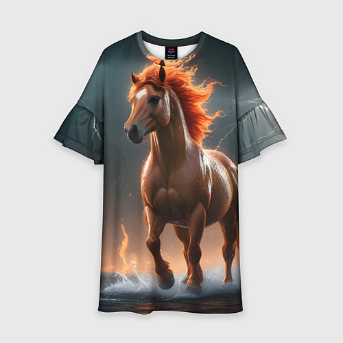 Детское платье Огненная лошадь в грозу / 3D-принт – фото 1