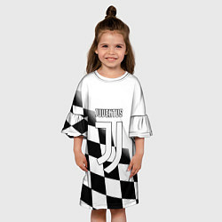 Платье клеш для девочки Ювентус клетка краски, цвет: 3D-принт — фото 2
