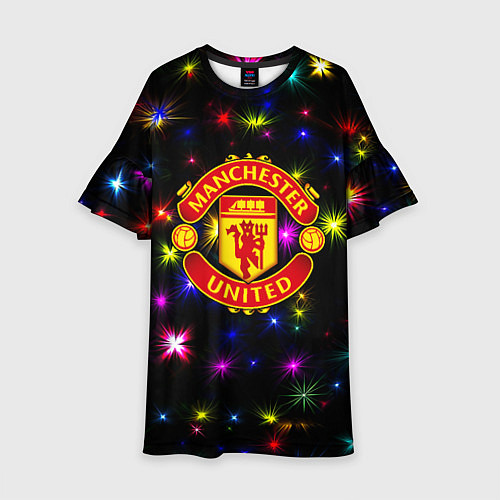 Детское платье Манчестер Юнайтед праздничные огни / 3D-принт – фото 1