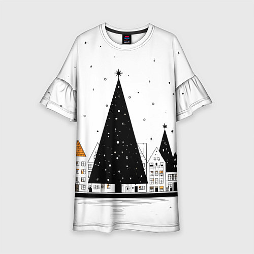 Детское платье Новый год - минимализм / 3D-принт – фото 1