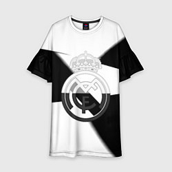 Платье клеш для девочки Реал Мадрид геометрия полосы, цвет: 3D-принт