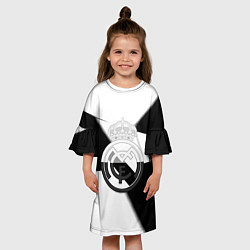 Платье клеш для девочки Реал Мадрид геометрия полосы, цвет: 3D-принт — фото 2