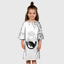 Платье клеш для девочки Реал Мадрид черно белые краски, цвет: 3D-принт — фото 2