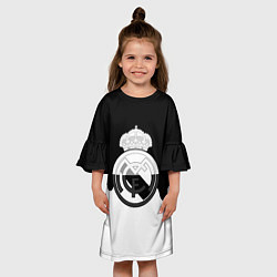 Платье клеш для девочки Реал Мадрид огонь белый, цвет: 3D-принт — фото 2