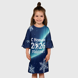 Платье клеш для девочки С Новым 2026 годом, цвет: 3D-принт — фото 2