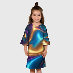 Платье клеш для девочки Сплавы разноцветные, цвет: 3D-принт — фото 2