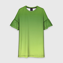 Платье клеш для девочки Color green yellow, цвет: 3D-принт