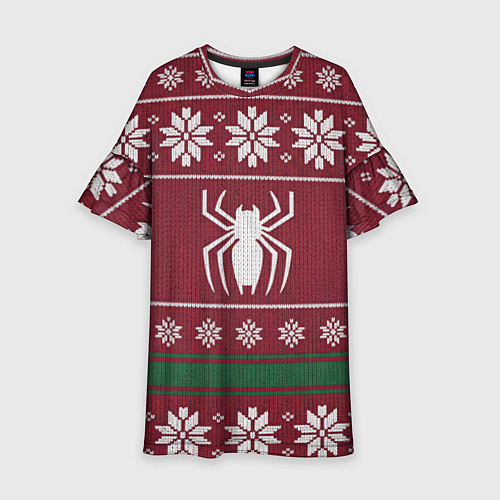 Детское платье Рождественский свитер Человека паука / 3D-принт – фото 1