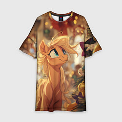 Детское платье Милая лошадка любуется елкой