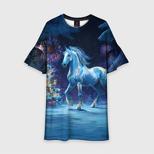 Детское платье Сияющая новогодняя лошадка / 3D-принт – фото 1