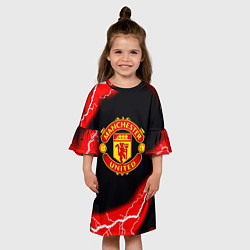 Платье клеш для девочки Манчестер Юнайтед шторм молнии, цвет: 3D-принт — фото 2