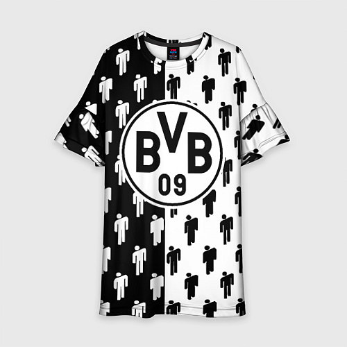 Детское платье Borussia черно белые люди / 3D-принт – фото 1