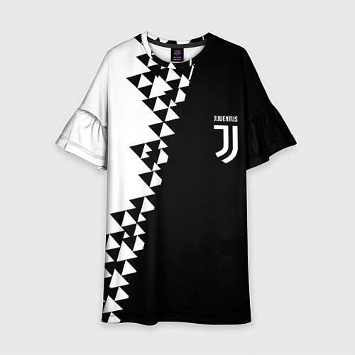 Детское платье Juventus черно белая геометрия текстура / 3D-принт – фото 1