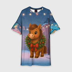 Детское платье Лошадка с новогоднем венком 2026