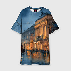 Платье клеш для девочки Вечер зимнего Питера, цвет: 3D-принт