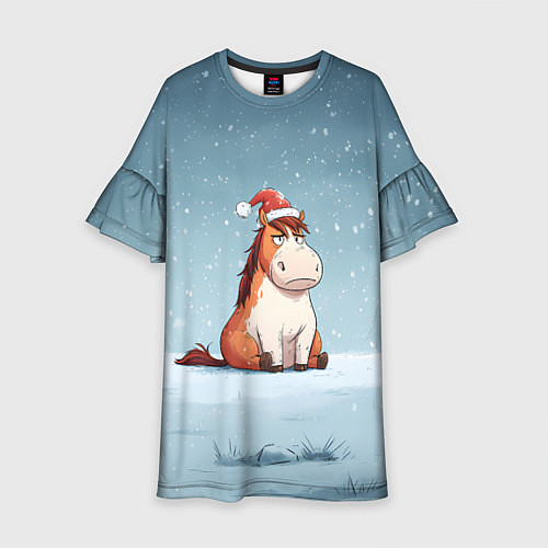 Детское платье Лошадь сидит на снегу / 3D-принт – фото 1