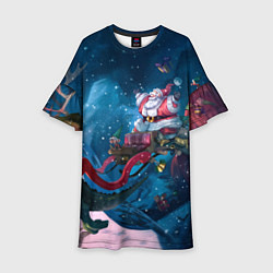 Детское платье Санта с динозавром