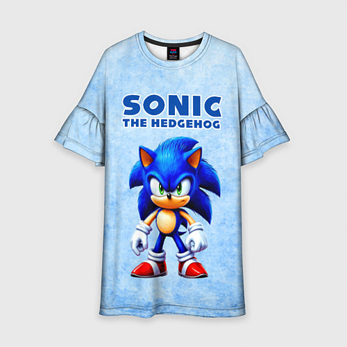 Детское платье Соник - синий ёж / 3D-принт – фото 1