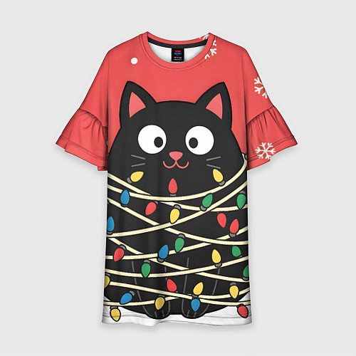 Детское платье Котик в гирлянде / 3D-принт – фото 1