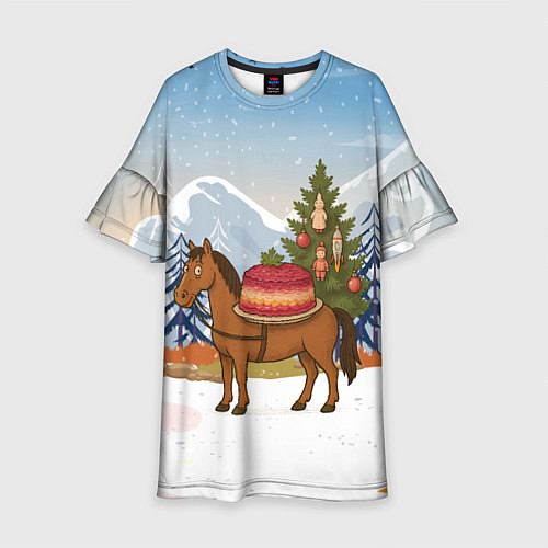 Детское платье Лошадь с салатом Под шубой / 3D-принт – фото 1