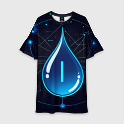 Платье клеш для девочки Киберкапля группа крови I, цвет: 3D-принт