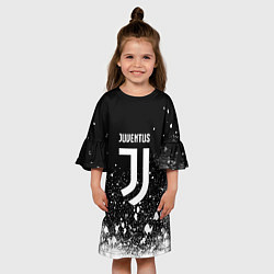 Платье клеш для девочки Ювентус всплеск белых красок, цвет: 3D-принт — фото 2