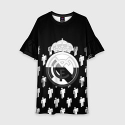 Платье клеш для девочки Реал Мадрид люди краски, цвет: 3D-принт