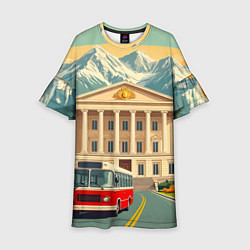 Платье клеш для девочки Классика у подножия гор, цвет: 3D-принт