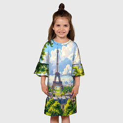 Платье клеш для девочки Эйфелева башня в сердце Парижа, цвет: 3D-принт — фото 2