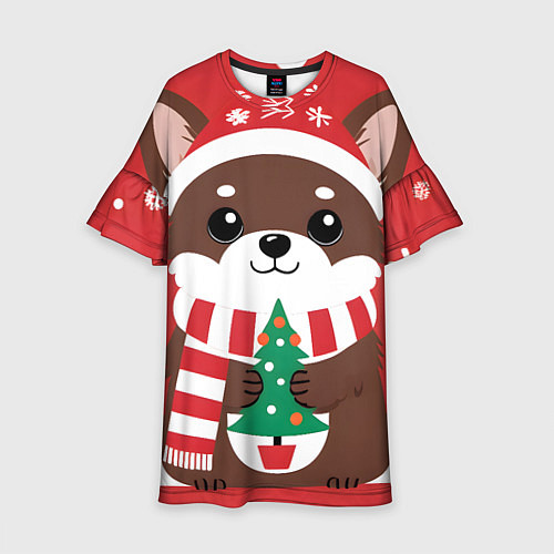 Детское платье Новогодний пес с елочкой / 3D-принт – фото 1