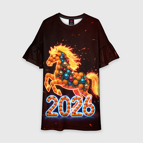 Детское платье Праздничная лошадь / 3D-принт – фото 1