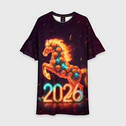 Детское платье Новогодняя мандариновая лошадь 2026